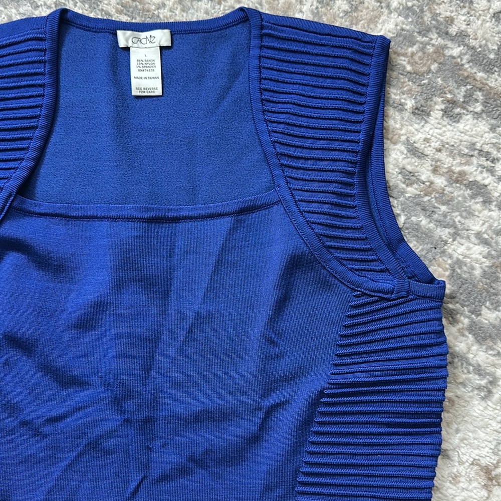 Cache Royal Blue Ribbed Sleeveless Top - Picture 4 of 7